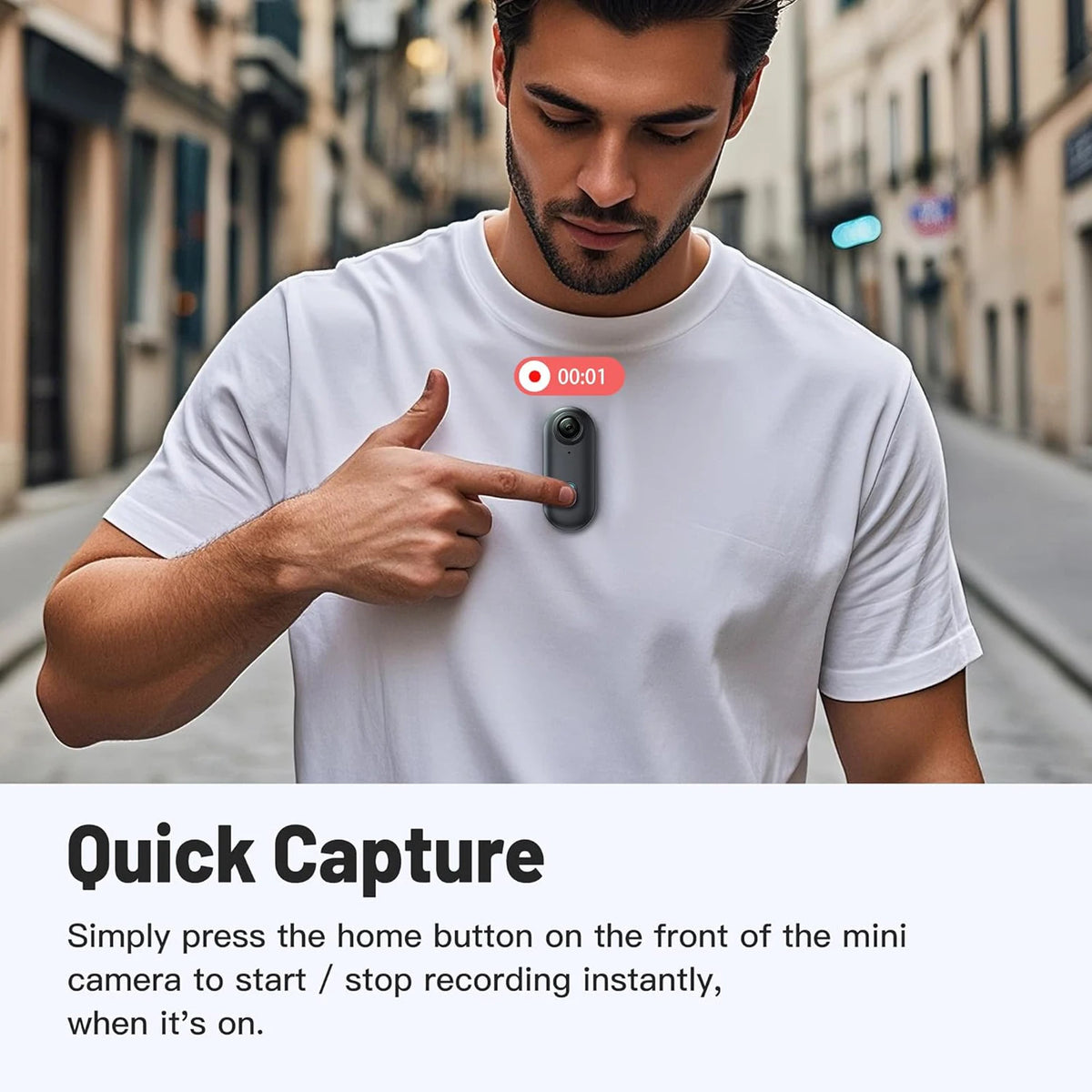 Mini Wearable Action Camera with Magnetic Mount