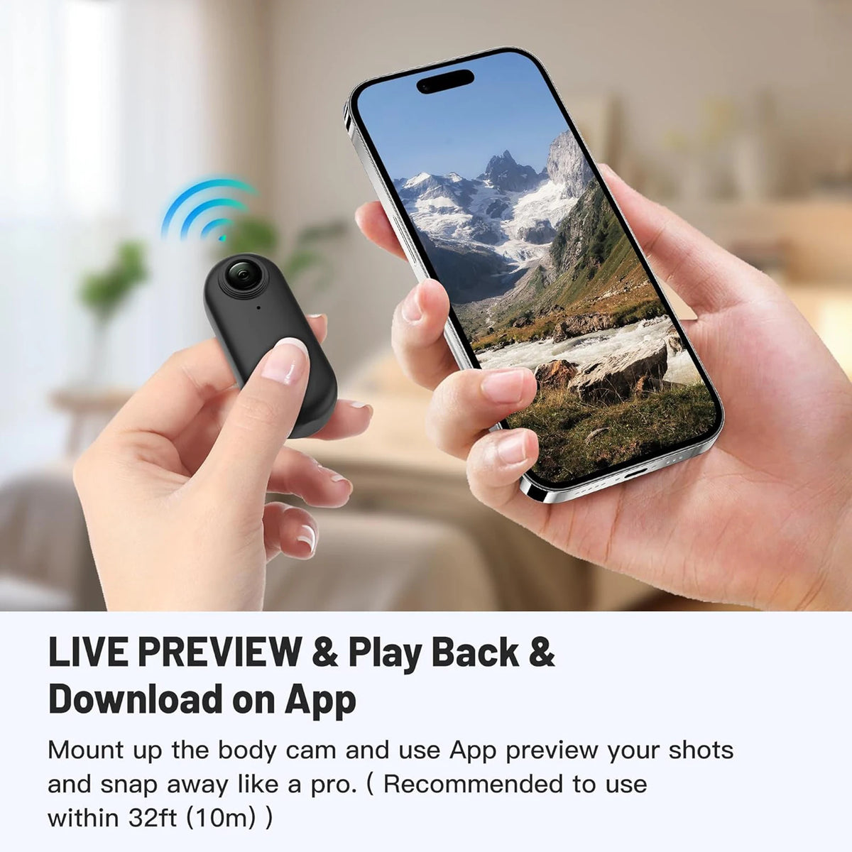 Mini Wearable Action Camera with Magnetic Mount