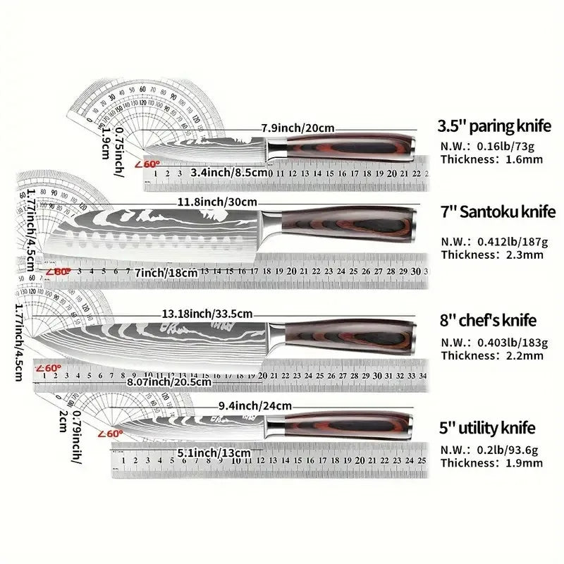 AJP Home 4-Piece Stainless Steel Kitchen Knife Set