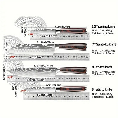 AJP Home 4-Piece Stainless Steel Kitchen Knife Set