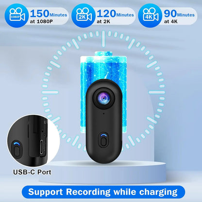 Mini Wearable Action Camera with Magnetic Mount