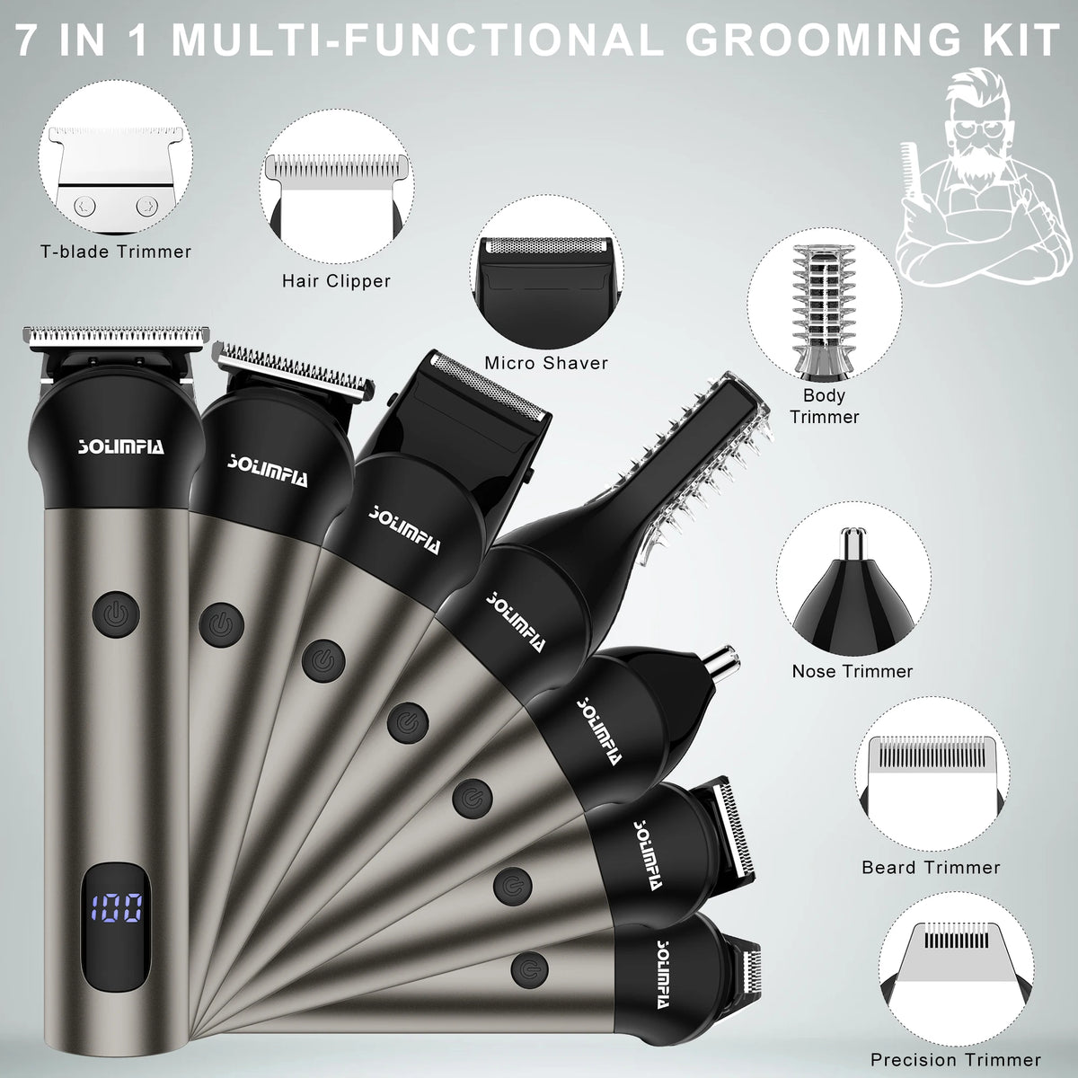 SOLIMPIA 7-in-1 Men's Grooming Kit
